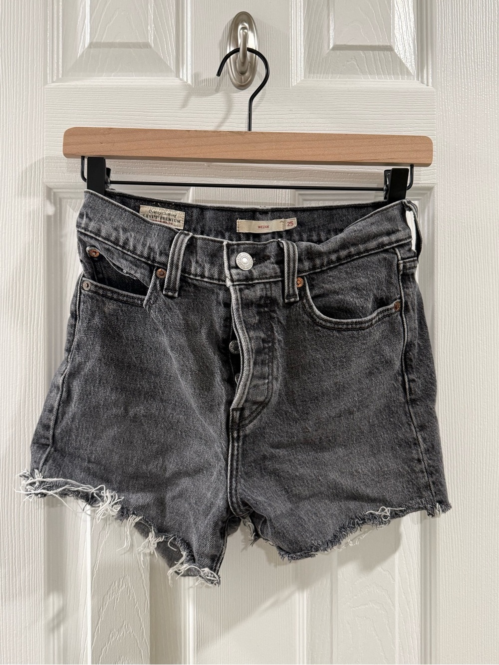 Levi's Black Washed High-Rise Cutoff Jean Shorts